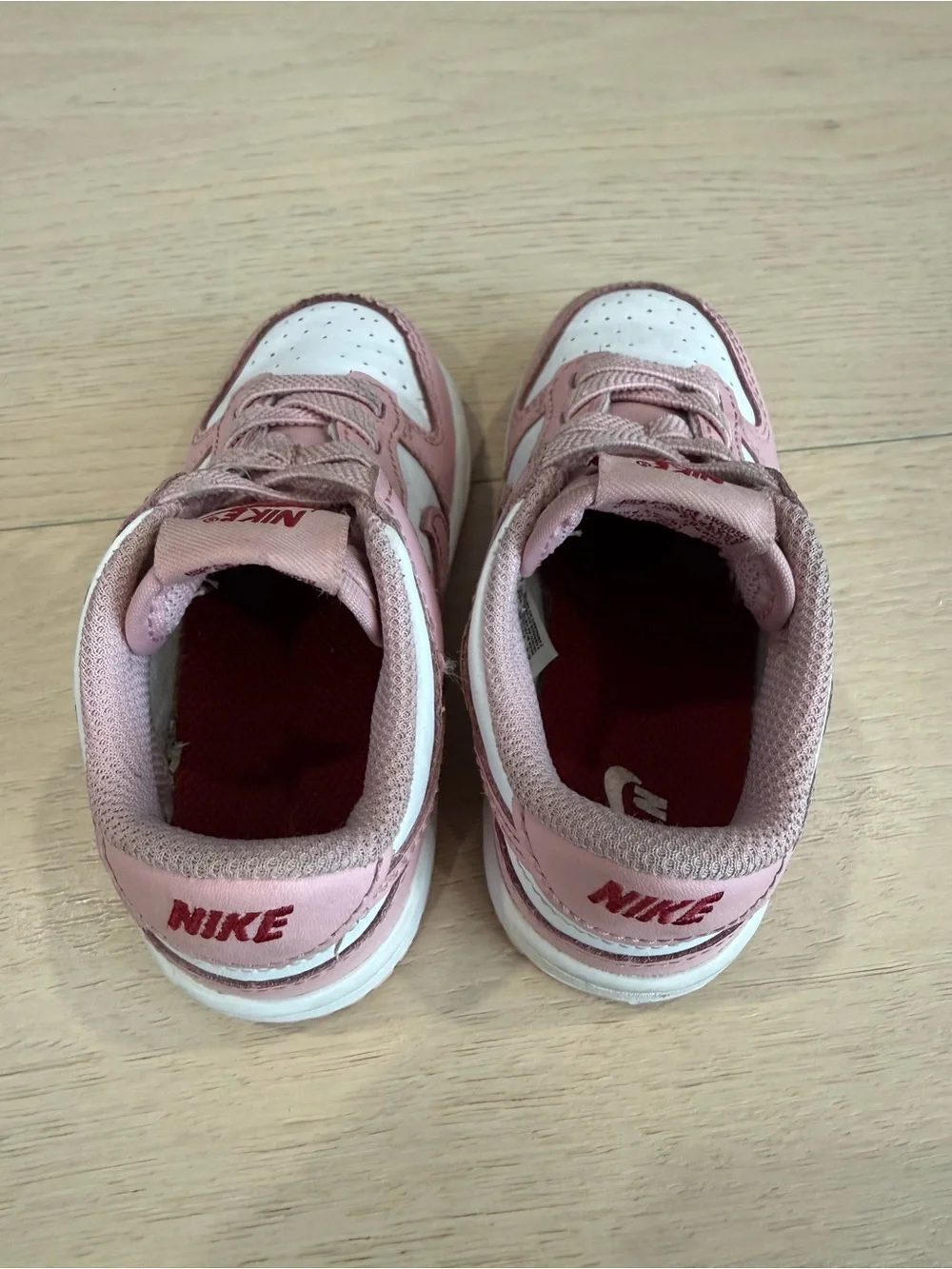 Nike Kids Pink and White Low-Top Sneakers | 7C